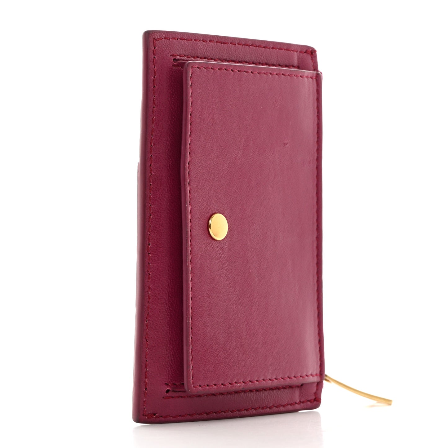Calfskin Intrecciato Zip Card Holder Barolo