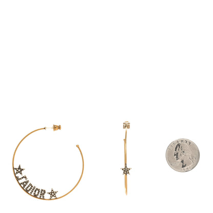 Christian Dior Metal Crystal J'Adior Hoop Earrings Aged Gold 2 of 5