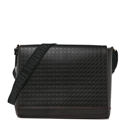 Salvatore Ferragamo Calfskin Gancini Messenger Bag Dark Brown 1 of 11