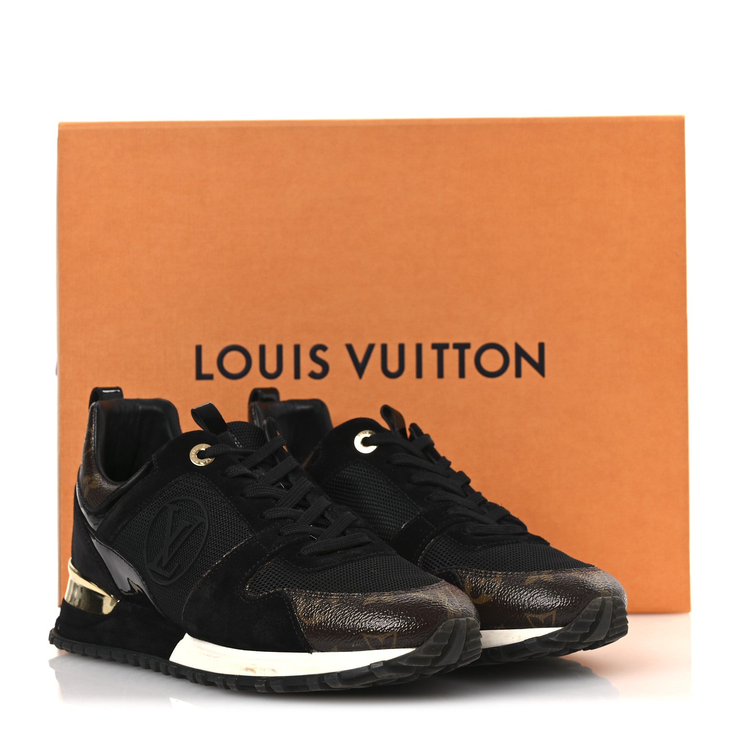 Louis Vuitton Suede Monogram Run Away Sneakers 38.5 Black 31 of 32