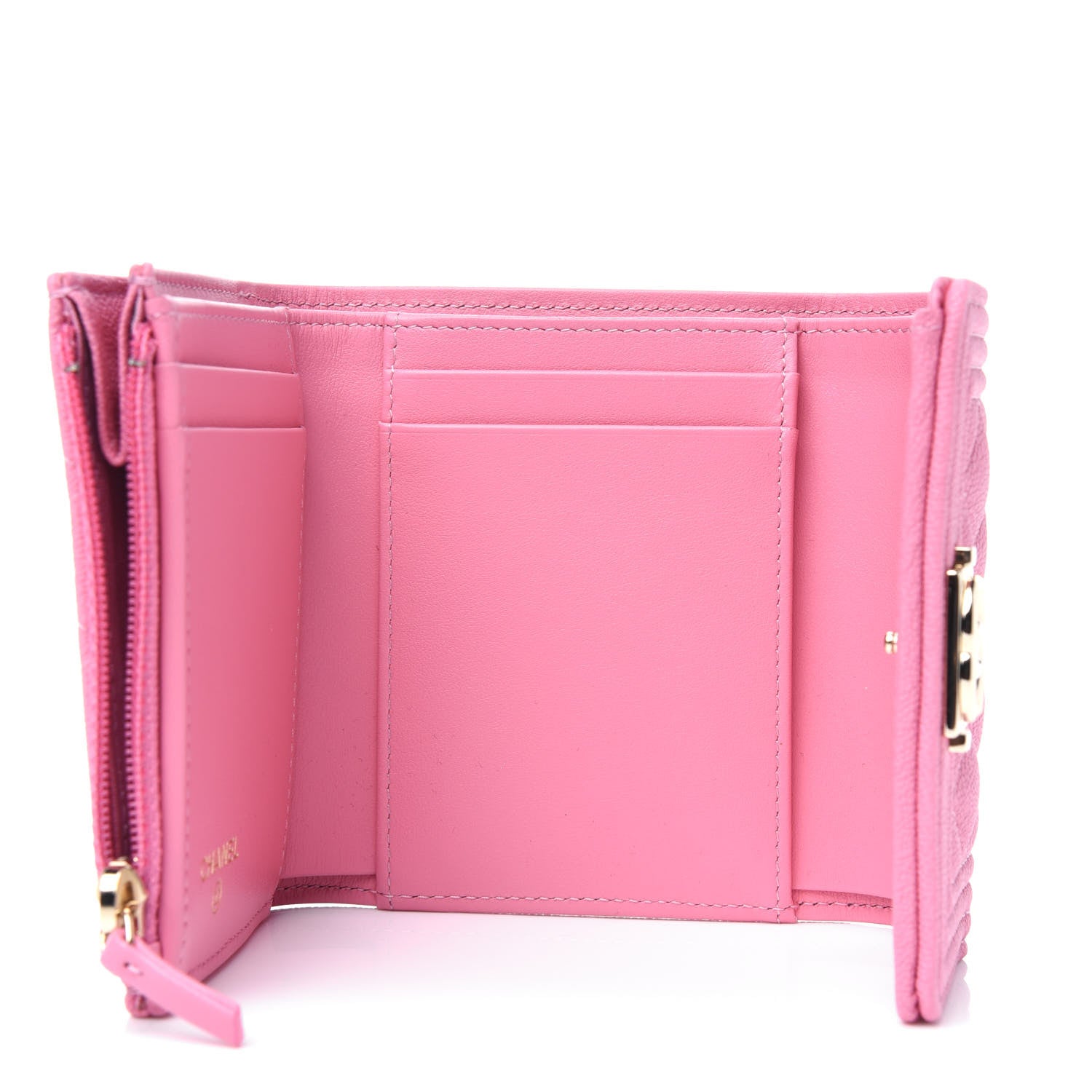 Chanel Caviar Quilted Compact Boy Wallet Light Pink 3 of 3
