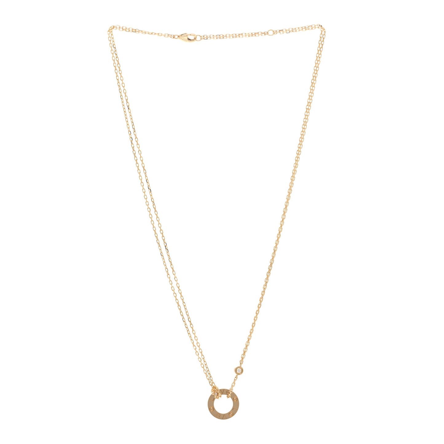 18K Yellow Gold 2 Diamond LOVE Necklace