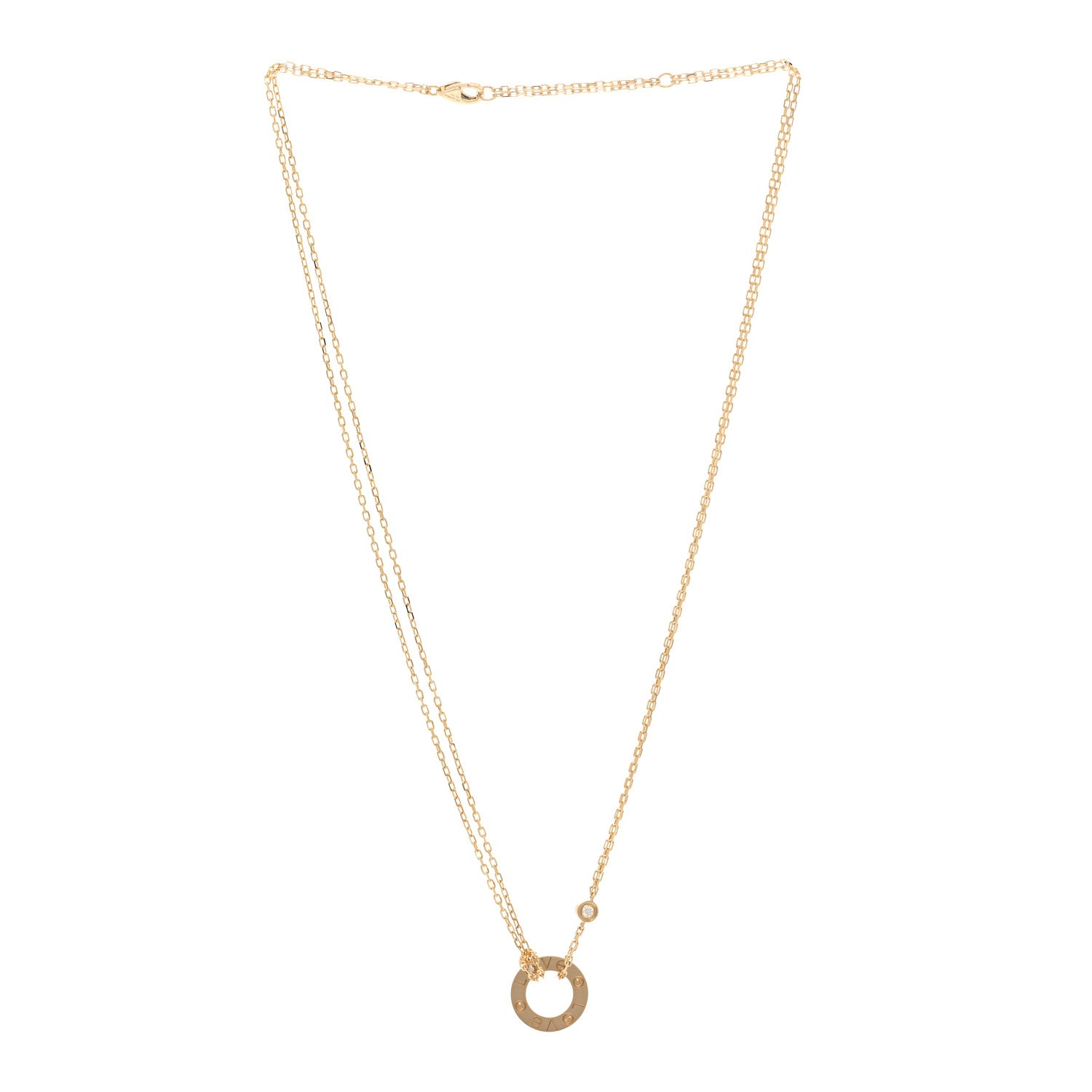 Cartier 18K Yellow Gold 2 Diamond LOVE Necklace 3 of 5