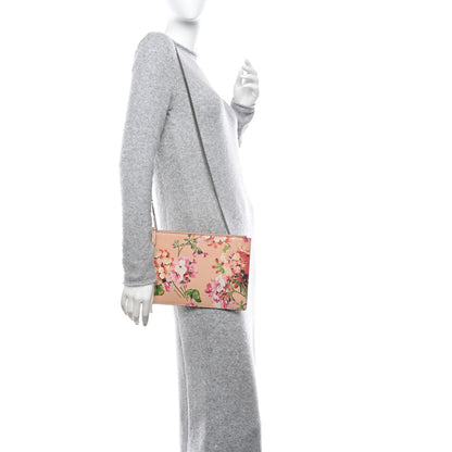 Gucci Shangai Calfskin Blooms Print Chain Pouch Pink Apricot Multicolor 2 of 10