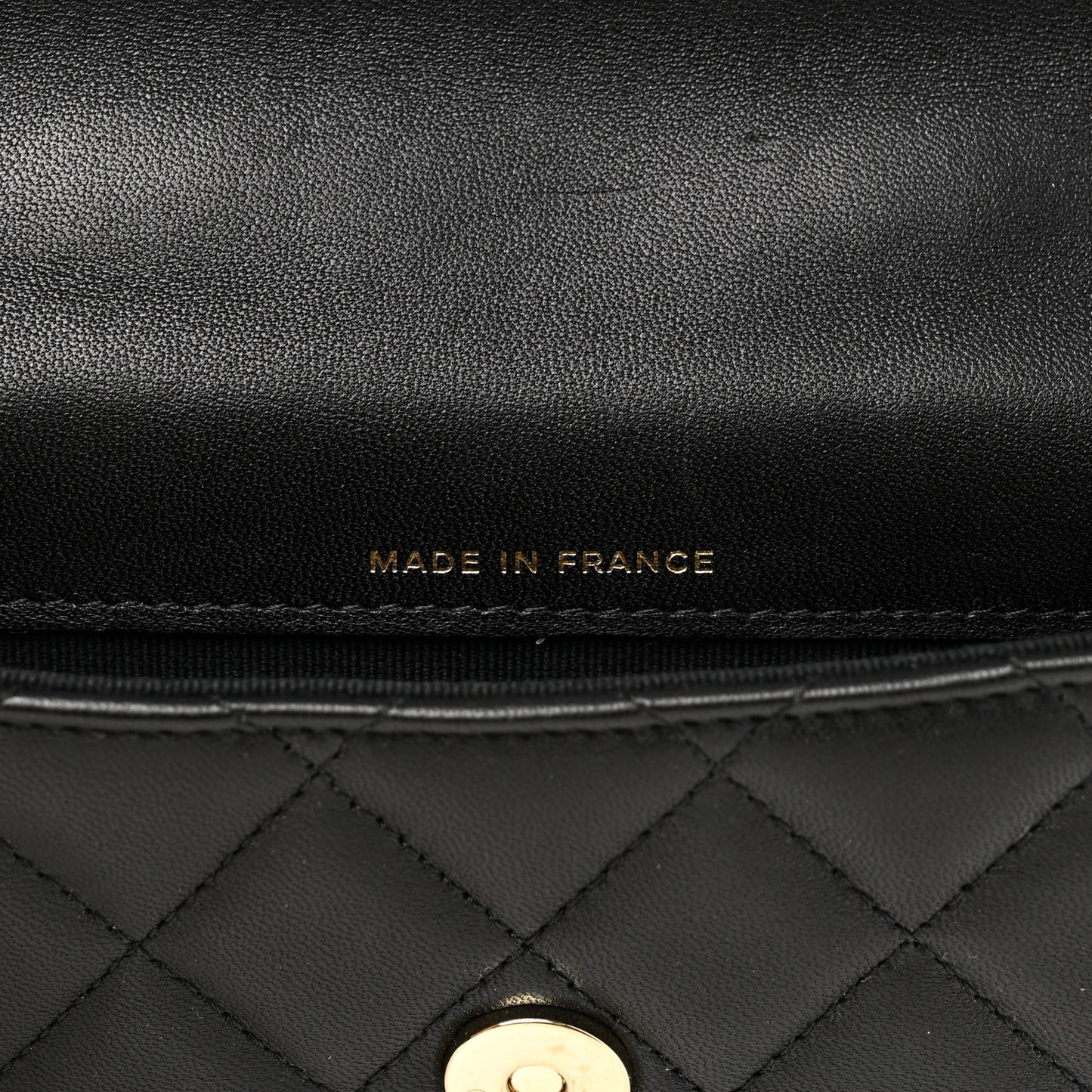 Lambskin Quilted Top Handle Flap Coin Purse With Chain Black
