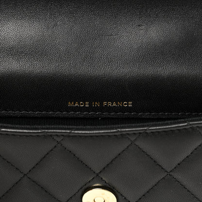 Chanel Lambskin Quilted Top Handle Flap Coin Purse With Chain Black 7 of 13