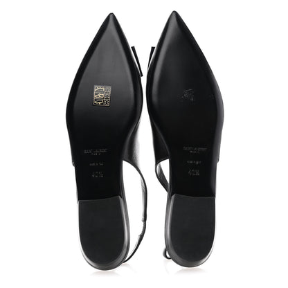 Saint Laurent Patent Smooth Lambskin Anais Slingback Flats 40.5 Navy Black 5 of 9