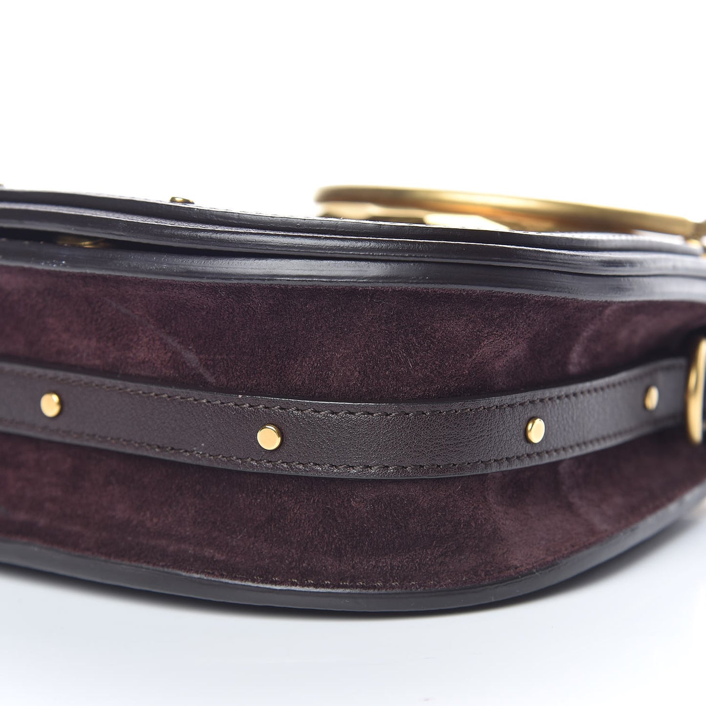 Calfskin Suede Small Nile Bracelet Bag Carbon Brown