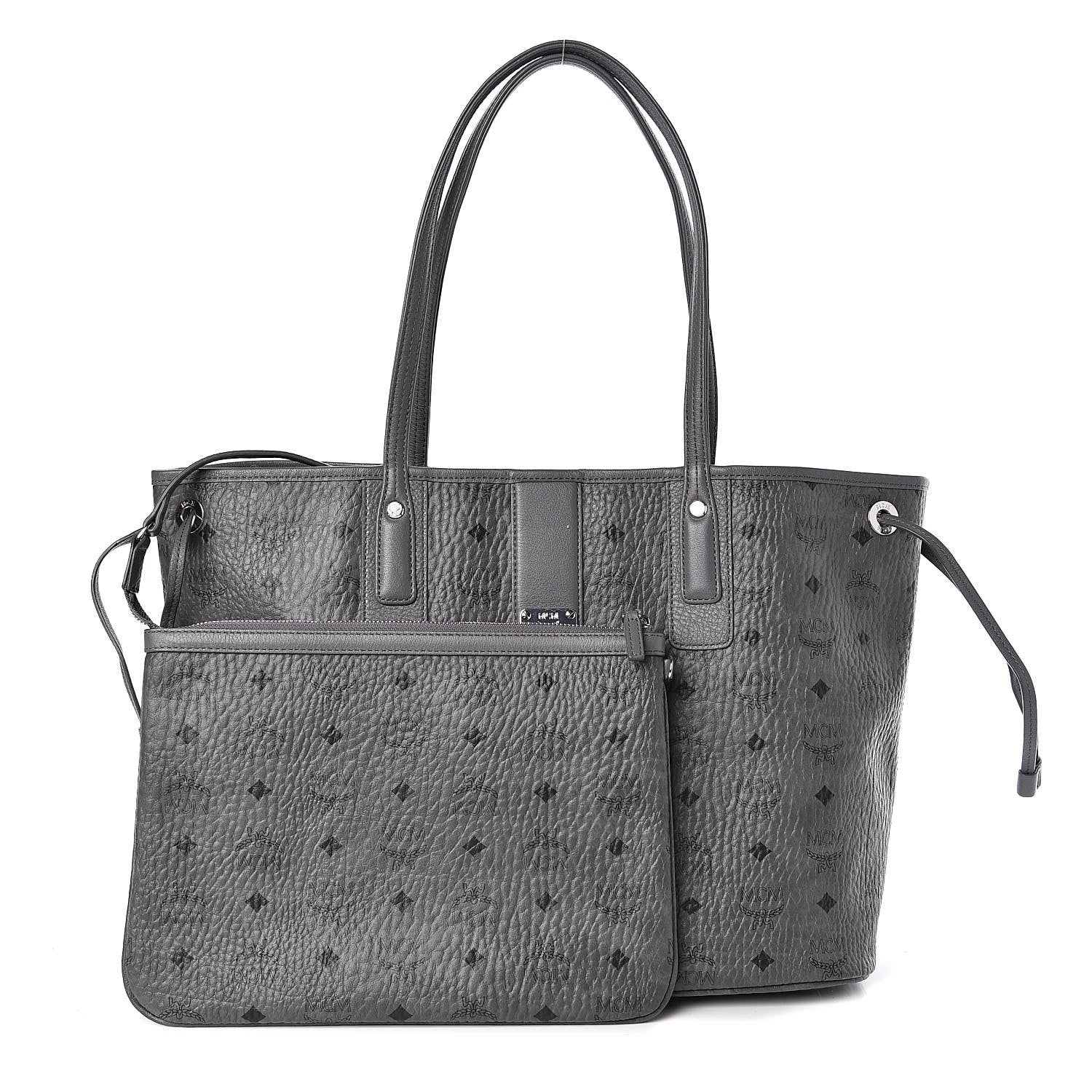 MCM Visetos Medium Liz Reversible Shopper Tote Phantom Grey 1 of 16