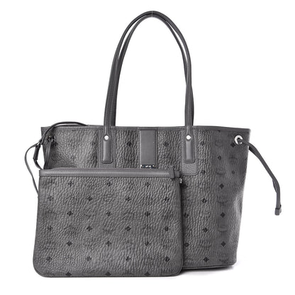 MCM Visetos Medium Liz Reversible Shopper Tote Phantom Grey 1 of 16