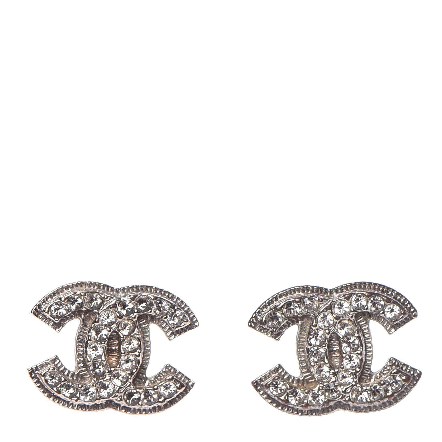 Chanel Crystal CC Earrings Silver 1 of 4