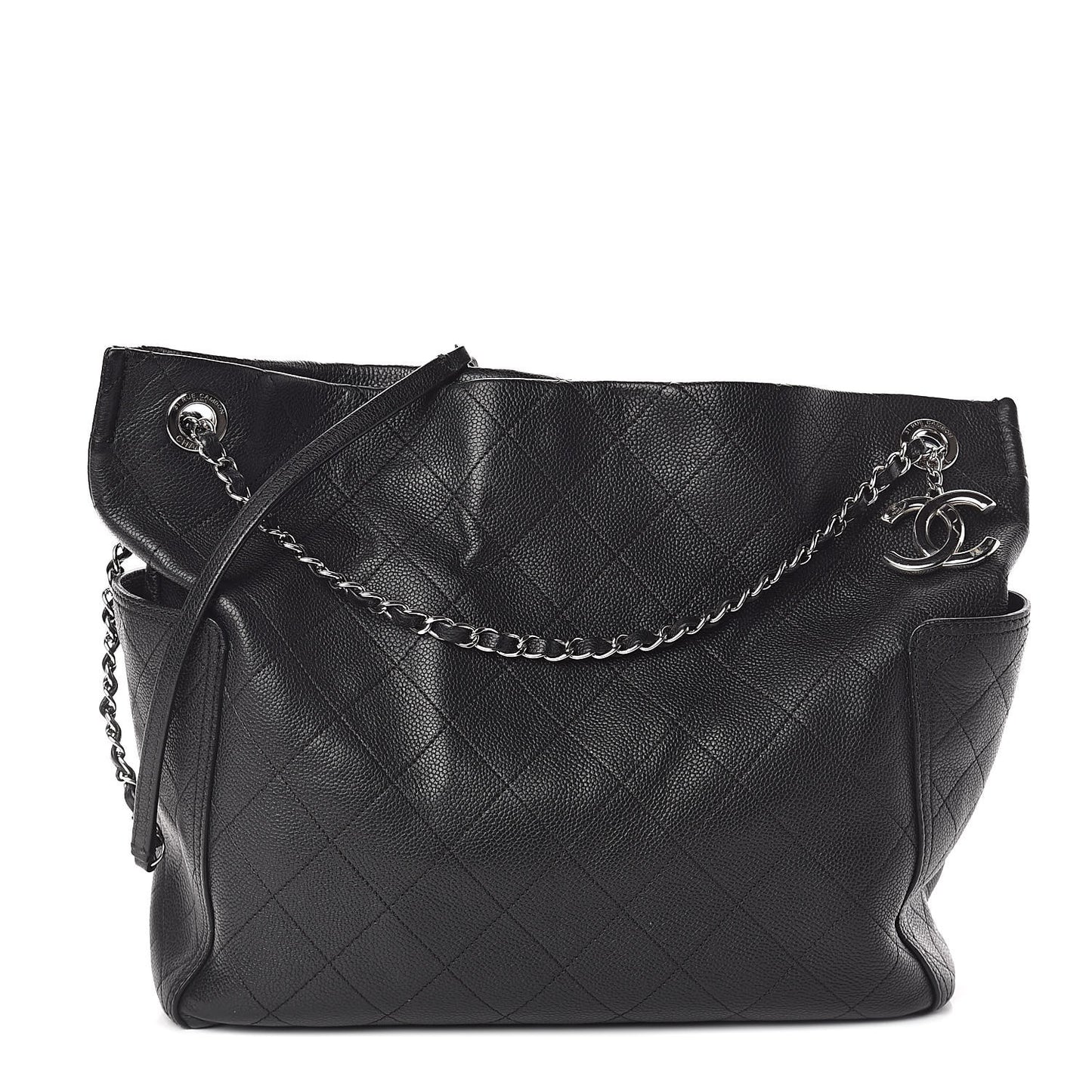 Caviar Stitched Medium CC Pocket Hobo Black