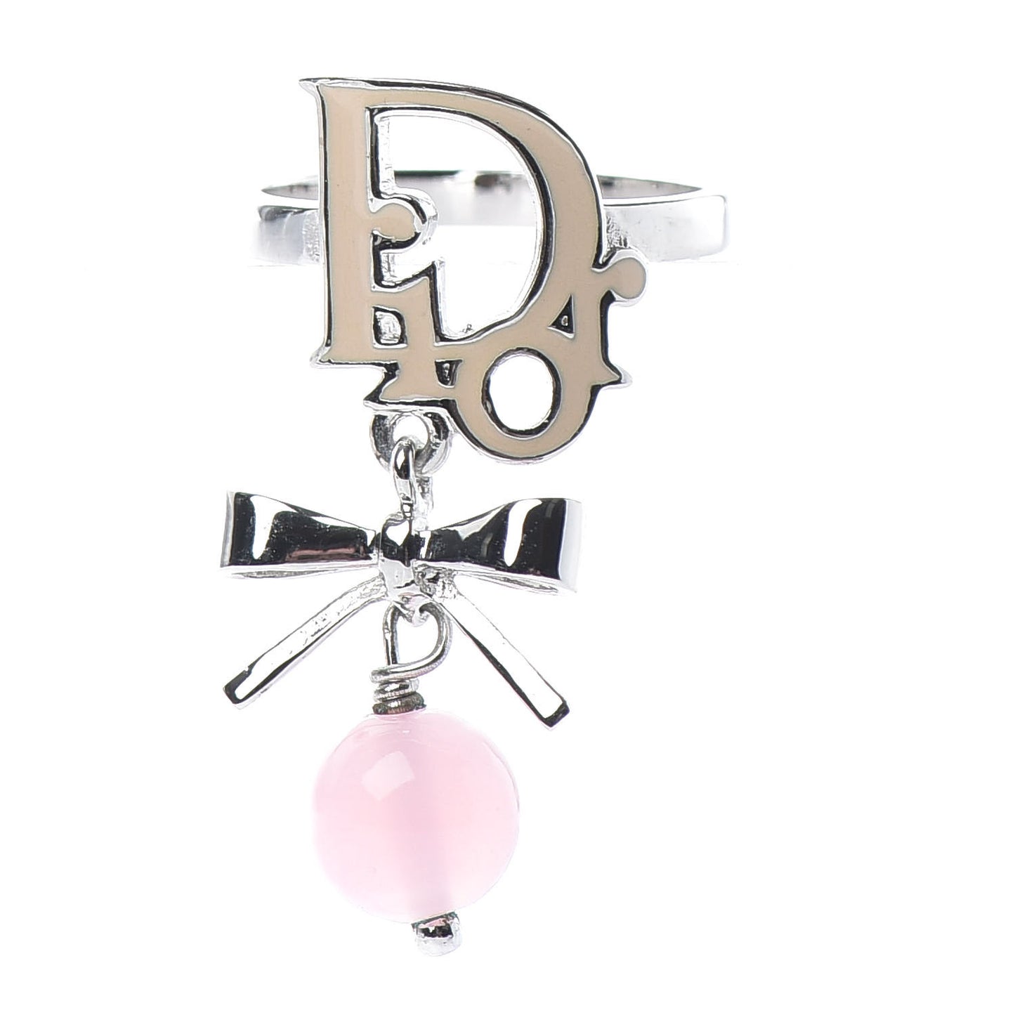 Enamel Bead Bow Ring 5 Silver