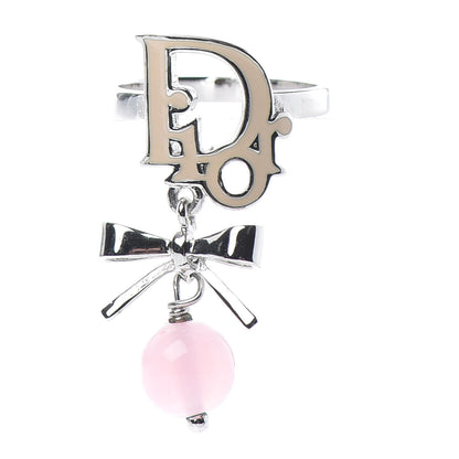 Christian Dior Enamel Bead Bow Ring 5 Silver 1 of 4