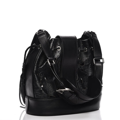 Versace Calfskin Laser Cut Drawstring Bag Black 3 of 9