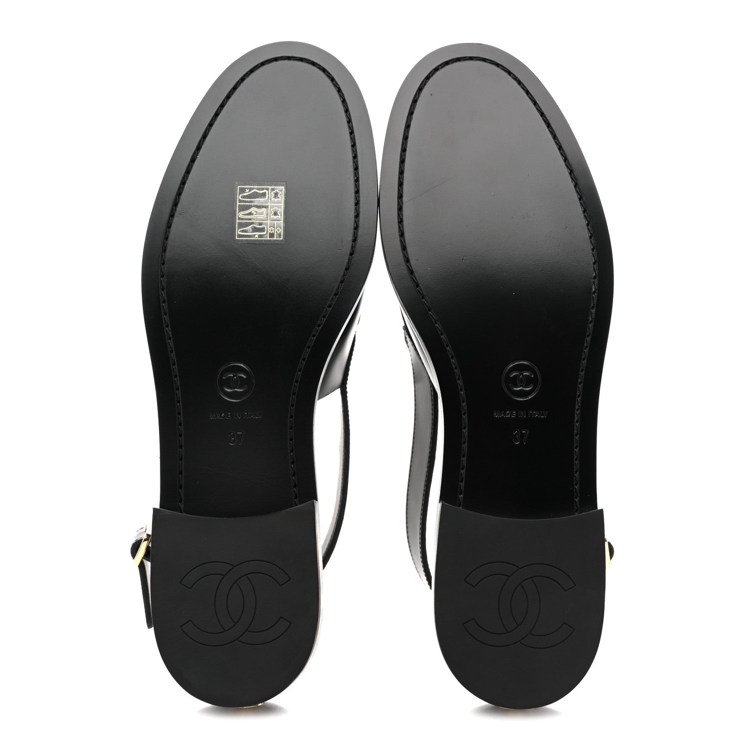 Chanel Calfskin Crystal Slingback Loafers 37 Black 6 of 10