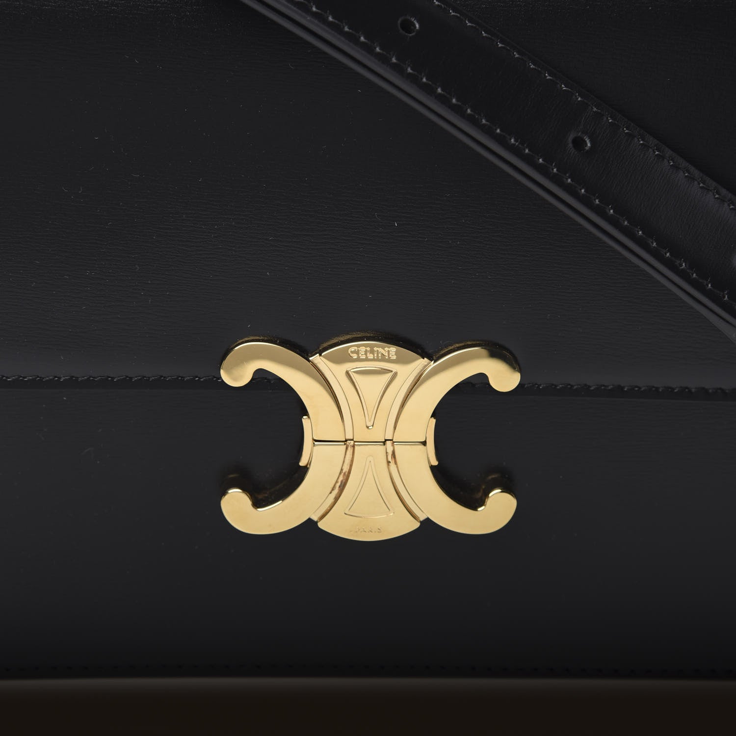 Celine Shiny Calfskin Medium Triomphe Black 10 of 11