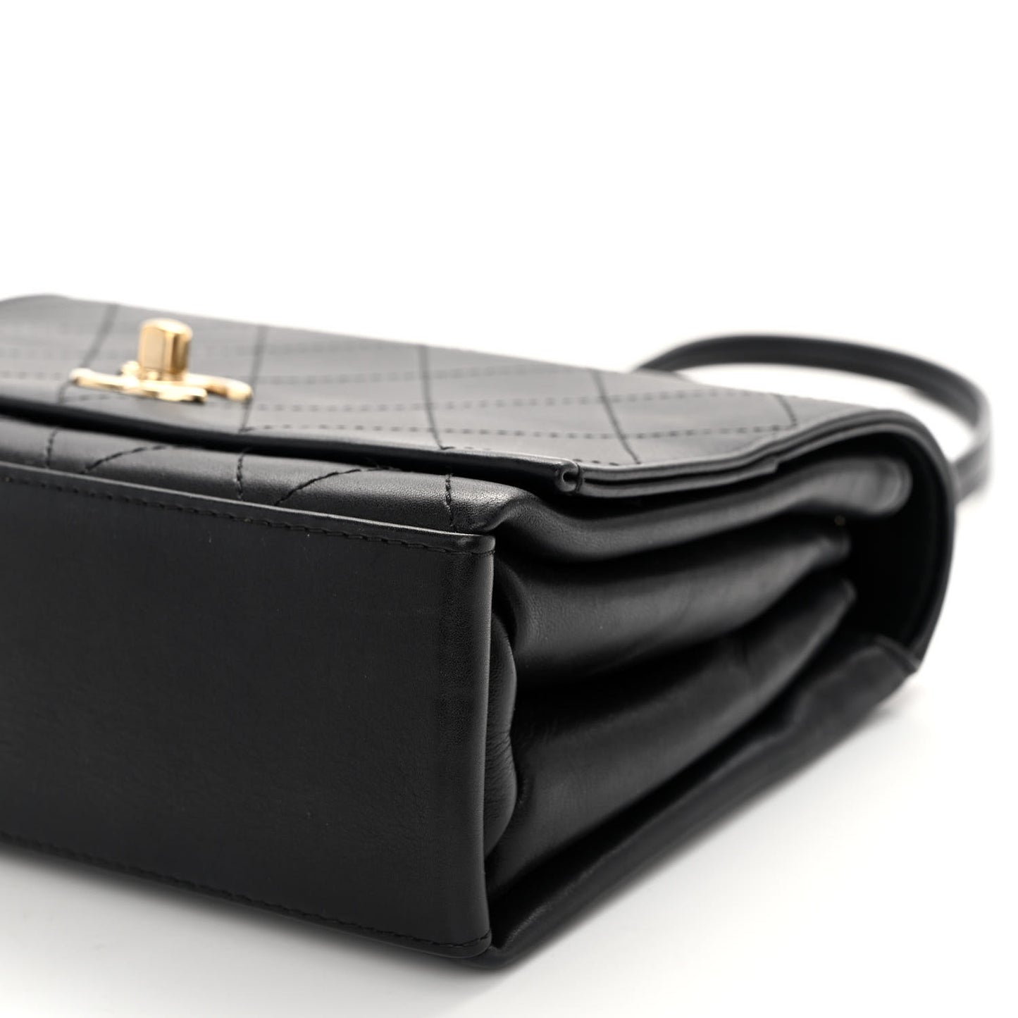 Calfskin Stitched Large Flap Black