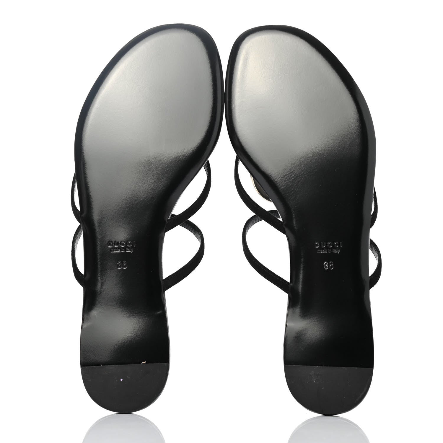 Gucci Kid Scamosciato Interlocking G Flat Sandals 38 Black 4 of 4