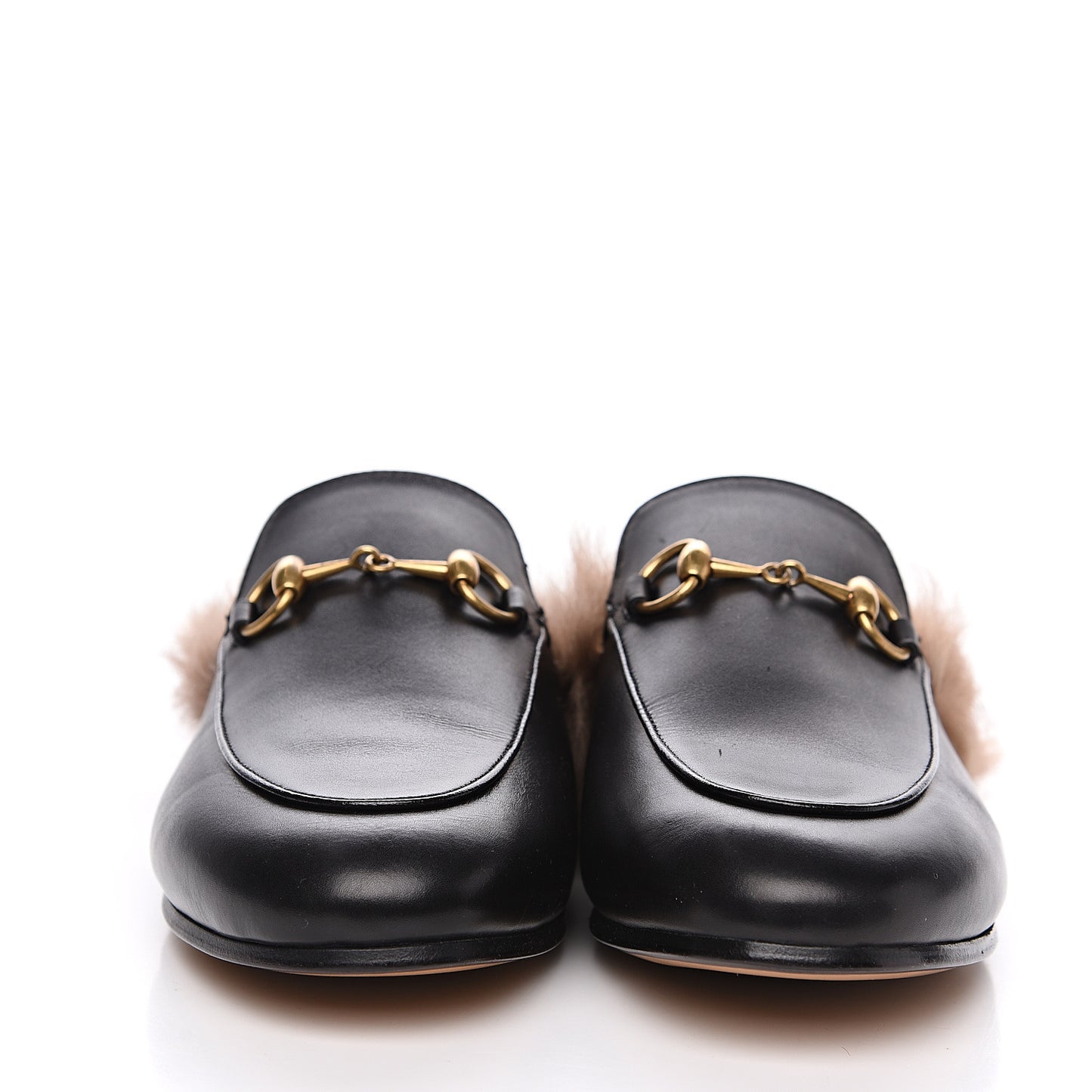 Calfskin Fur Womens Princetown Slippers 35.5 Black