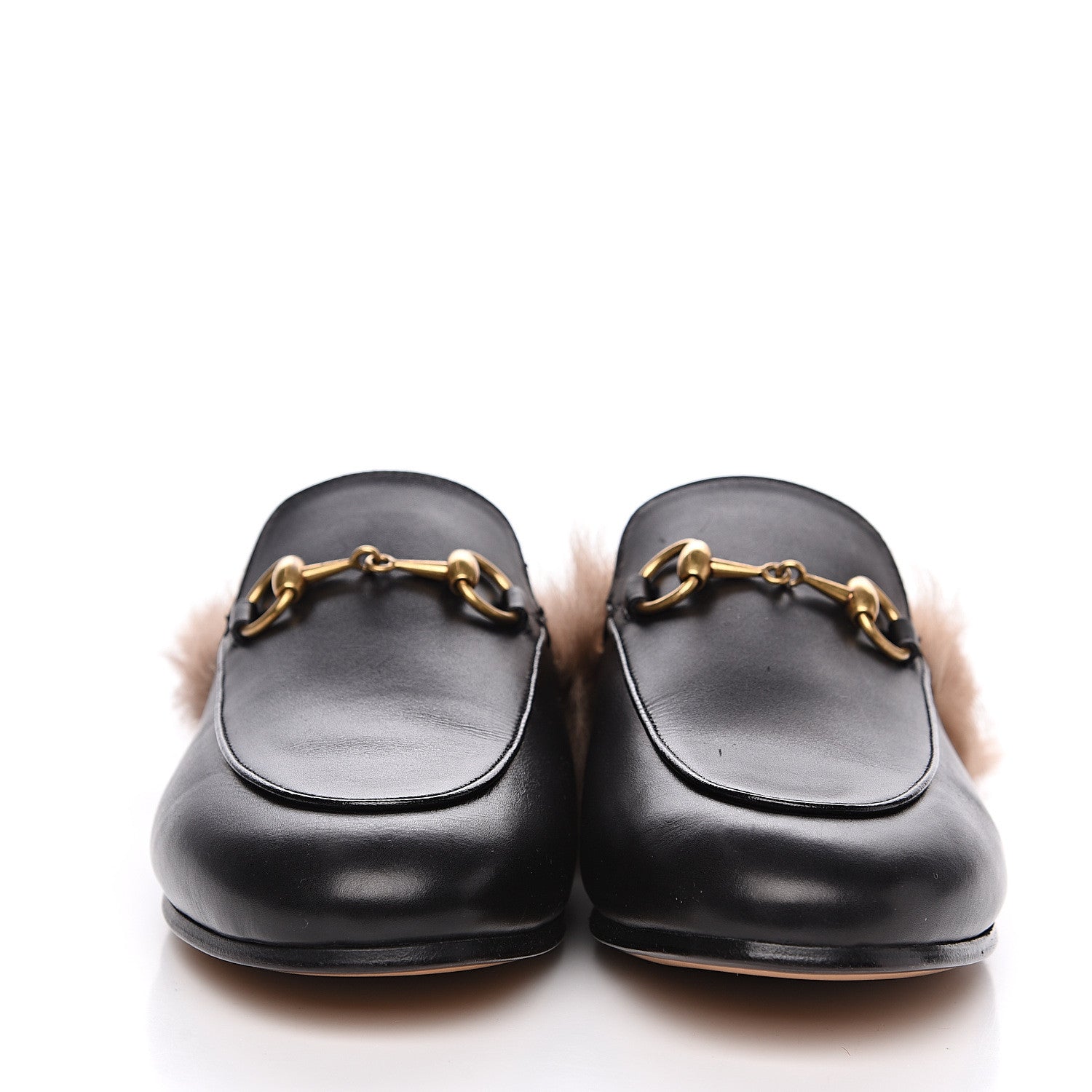 Gucci Calfskin Fur Womens Princetown Slippers 35.5 Black 2 of 10
