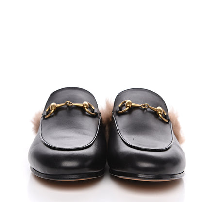 Gucci Calfskin Fur Womens Princetown Slippers 35.5 Black 2 of 10
