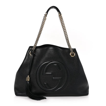 Gucci Pebbled Calfskin Medium Soho Chain Shoulder Bag Black 1 of 10