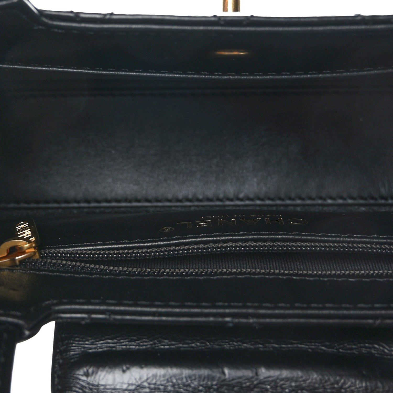 Chanel Shiny Aged Calfskin Quilted Nano Kelly Shopper Black 5 of 10