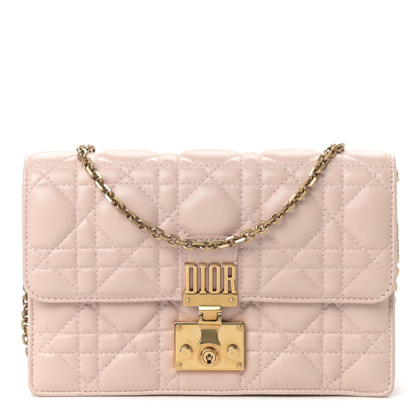 Lambskin Cannage Dioraddict Wallet on Chain Clutch Rose Poudre