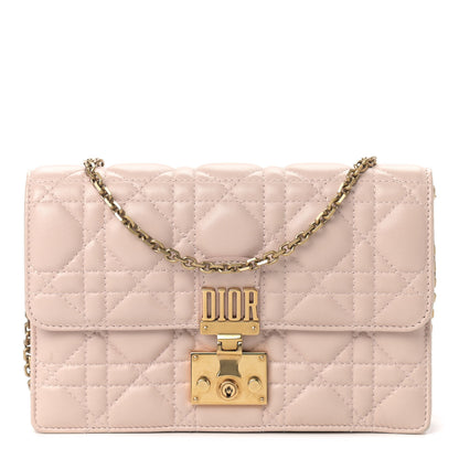 Christian Dior Lambskin Cannage Dioraddict Wallet on Chain Clutch Rose Poudre 1 of 8