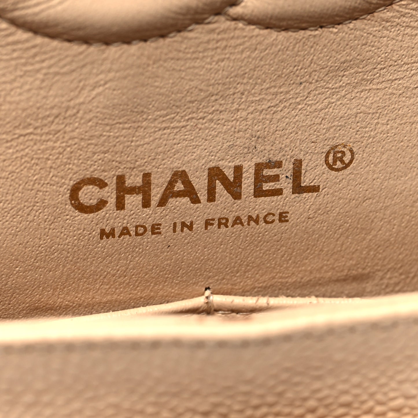Caviar Quilted Medium Double Flap Beige