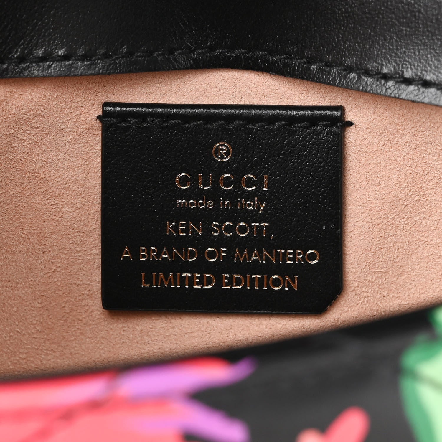 Gucci X KEN SCOTT Calfskin Matelasse Floral Print Super Mini GG Marmont Shoulder Bag Black 6 of 9