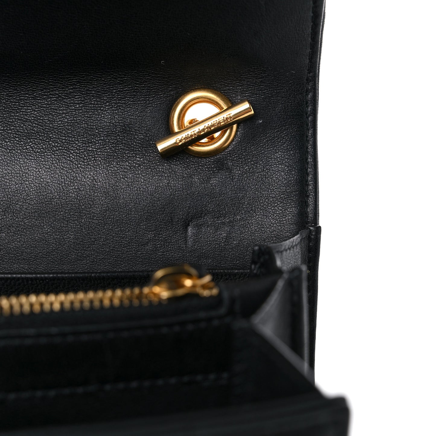 Lambskin Matelasse Monogram Vicky Chain Wallet Black