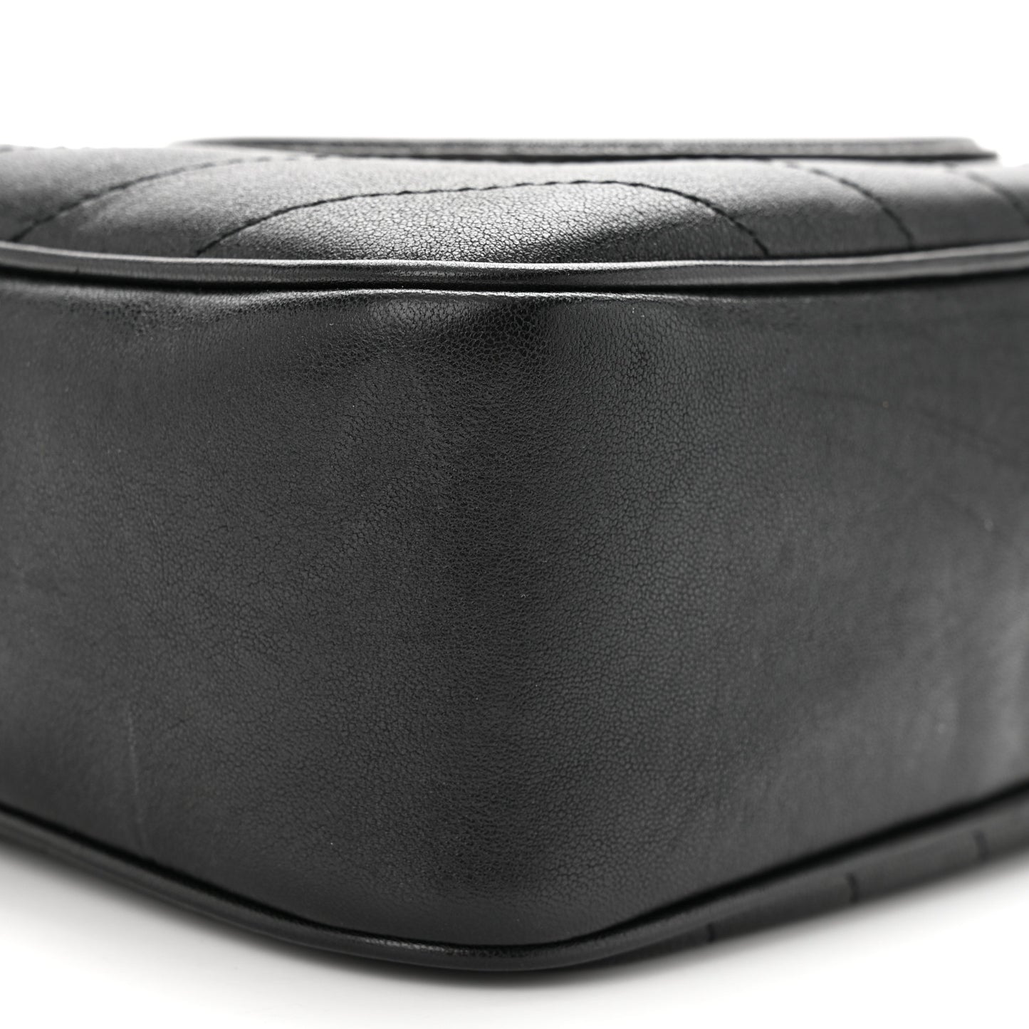 Sakai Be Green Calfskin Diagonal Stitched Small Blondie Shoulder Bag Black