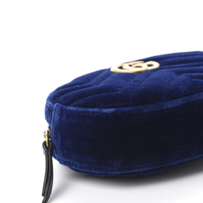 Gucci Velvet Matelasse GG Marmont Belt Bag 85 34 Cobalt Blue 6 of 11