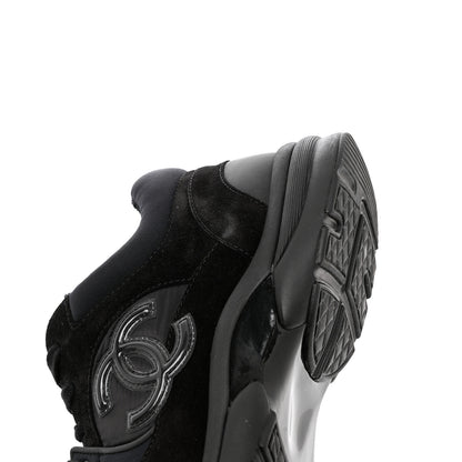 Chanel Kid Suede Calfskin Mens Sneakers 44 Black 11 of 12