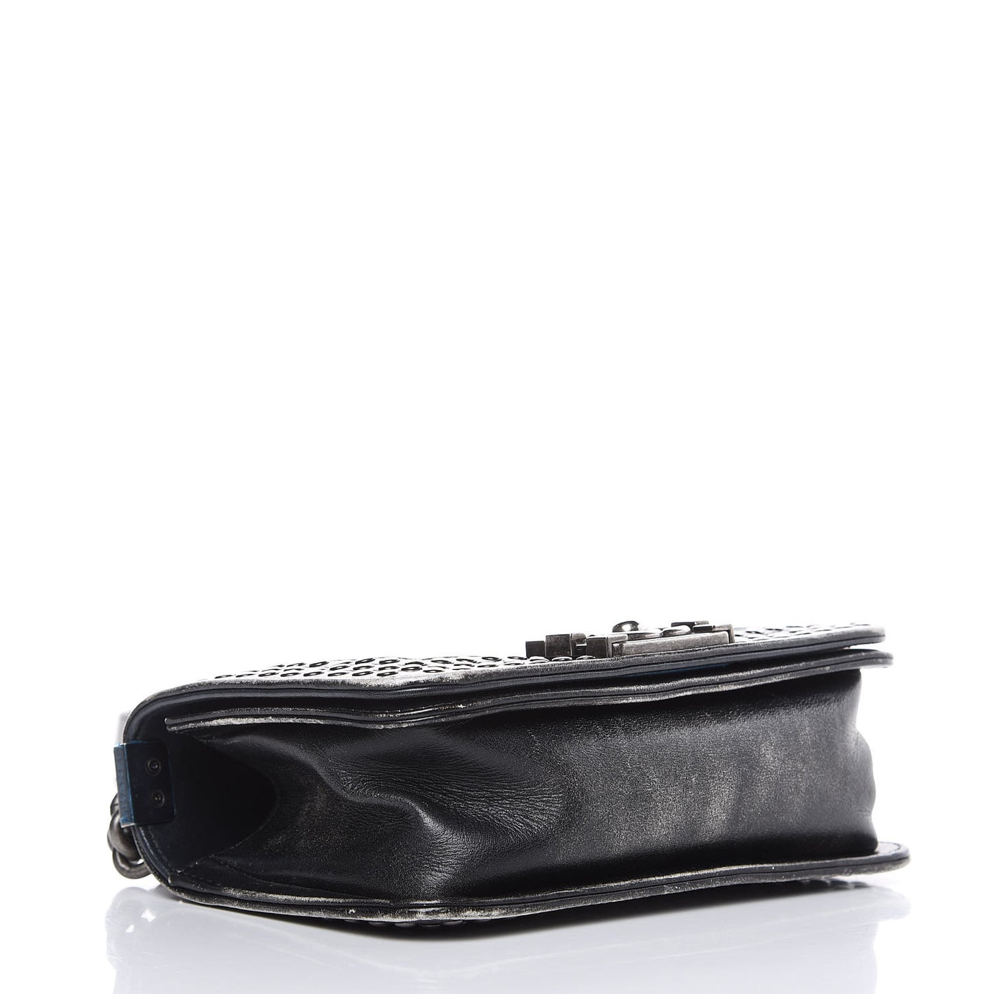 Faded Calfskin Quilted Small Studded Boy Flap Grey