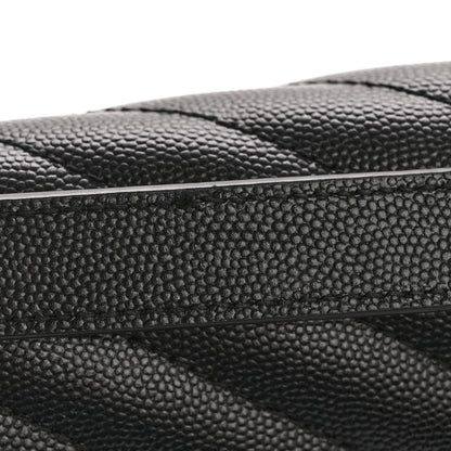 Saint Laurent Grain De Poudre Textured Mixed Matelasse Large Triquilt Monogram Monochrome Satchel Black 13 of 15