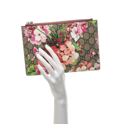 Gucci GG Supreme Monogram Blooms Small Zip Pouch Beige Multicolor Dry Rose 2 of 6