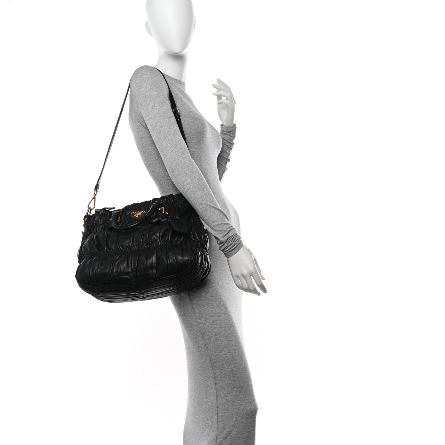 Prada Nappa Gaufre Tote Black 2 of 12