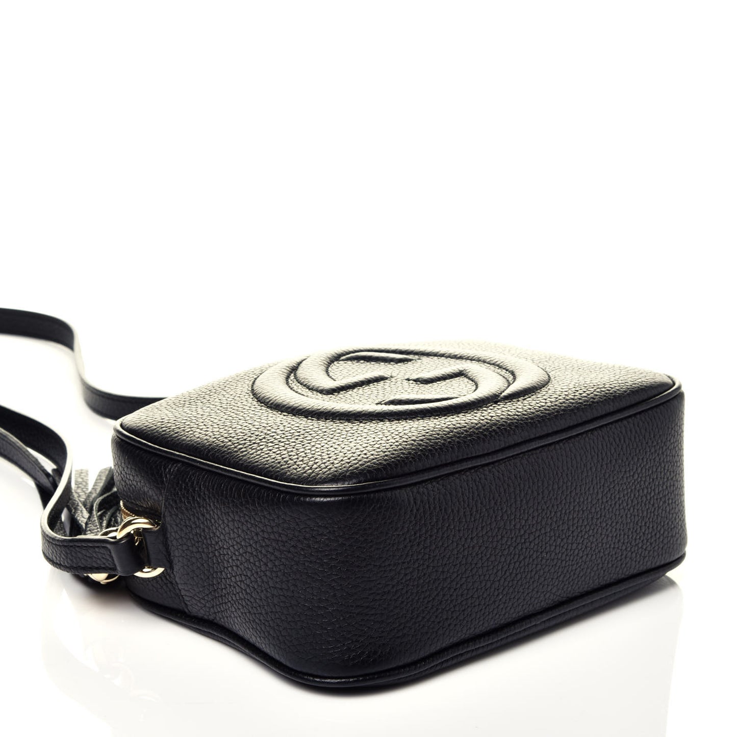 Pebbled Calfskin Small Soho Disco Bag Black