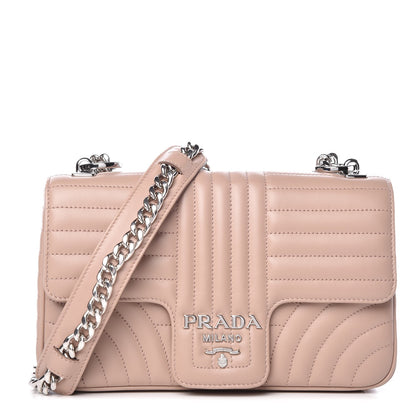 Prada Soft Calfskin Impunture Diagramme Medium Chain Flap Shoulder Bag Cipria 1 of 15