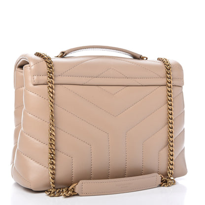 Saint Laurent Calfskin Y Quilted Monogram Small Loulou Chain Satchel Dark Beige 3 of 10