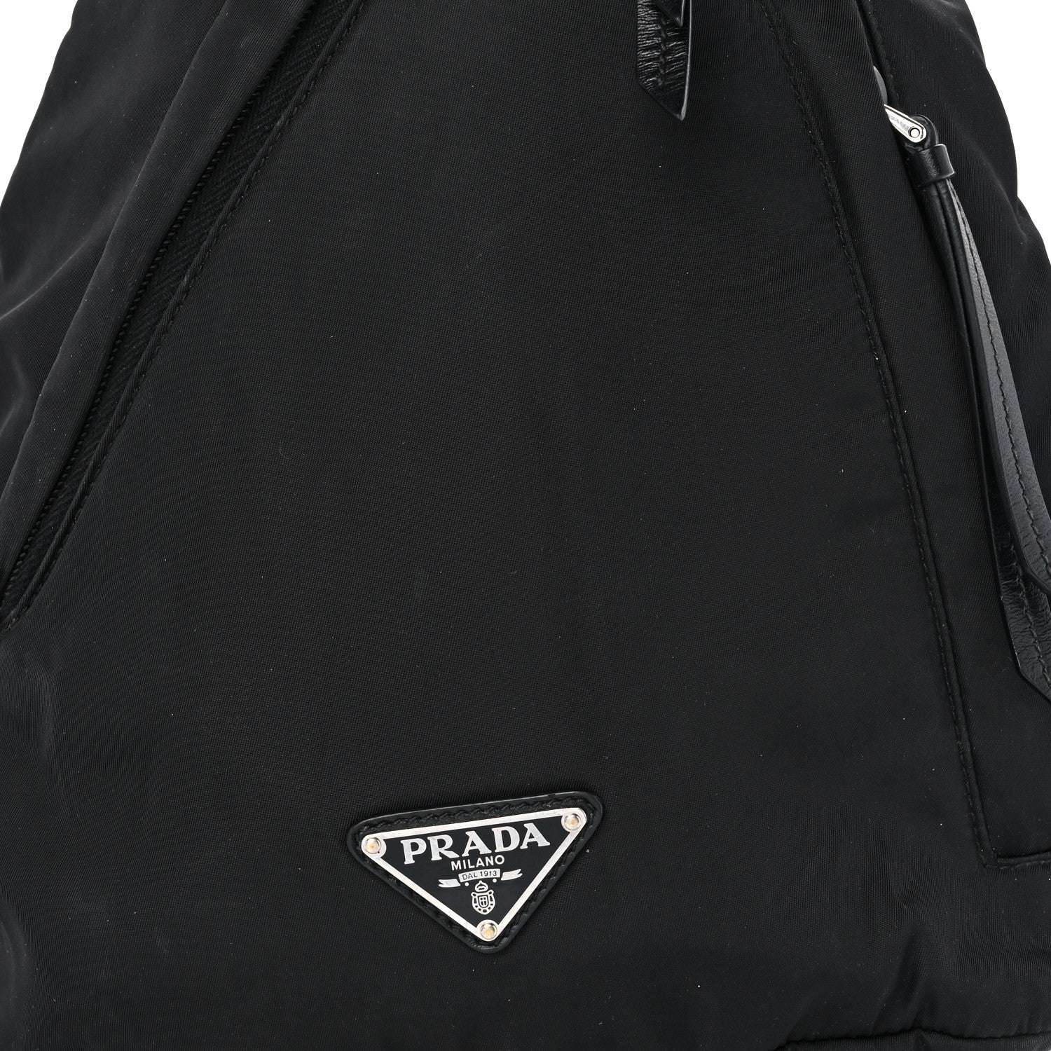 Prada Re-Nylon Vitello Metal Triangle Logo Sling Backpack Black 8 of 12