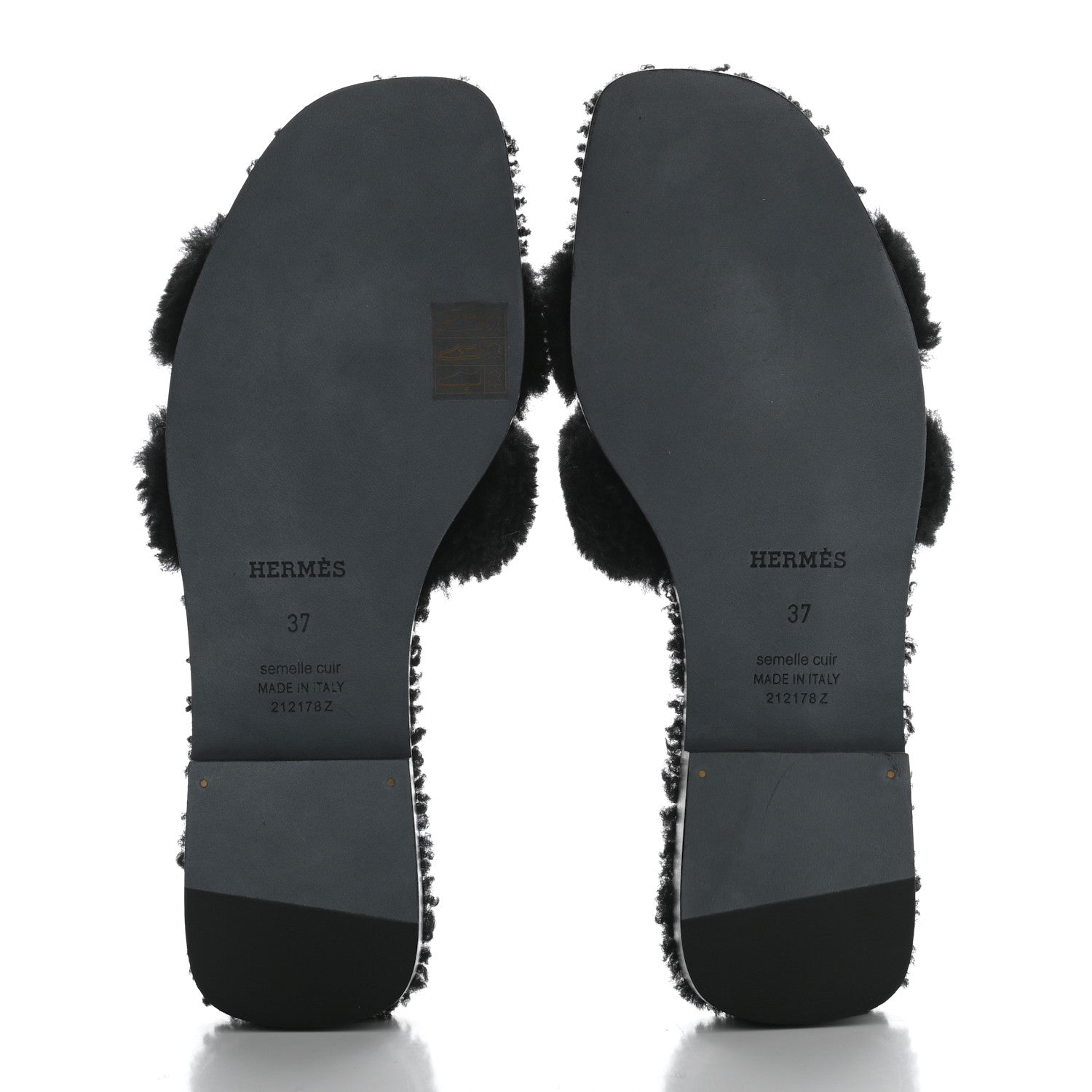 Hermes Woolskin Oran Sandals 37 Black 4 of 4