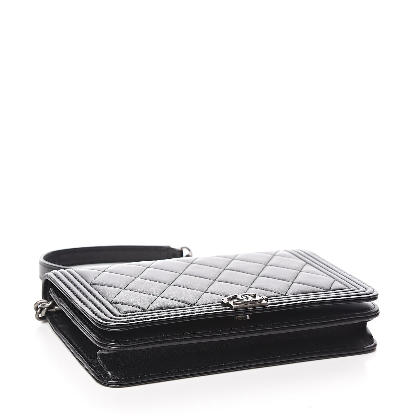 Lambskin Quilted Boy Wallet On Chain WOC Black