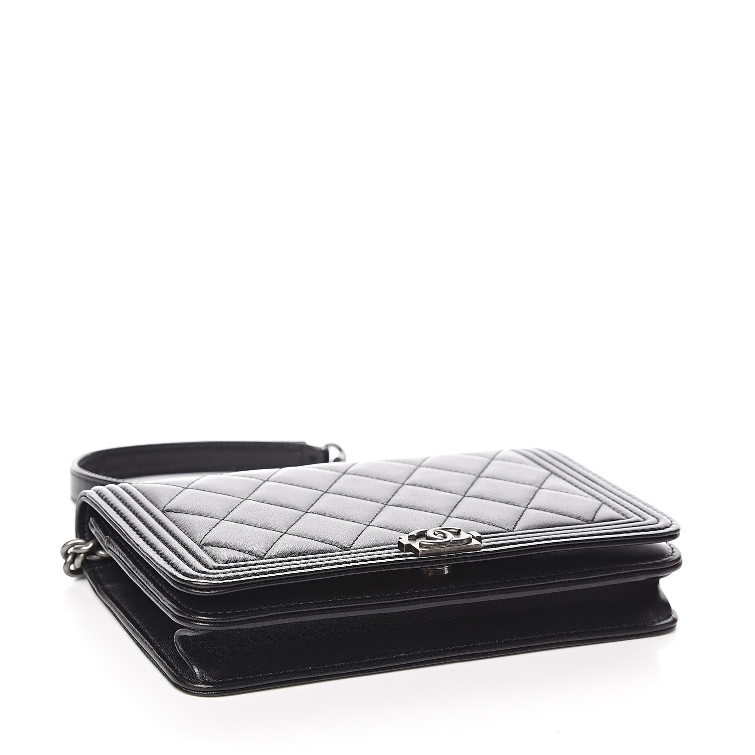 Chanel Lambskin Quilted Boy Wallet On Chain WOC Black 3 of 14