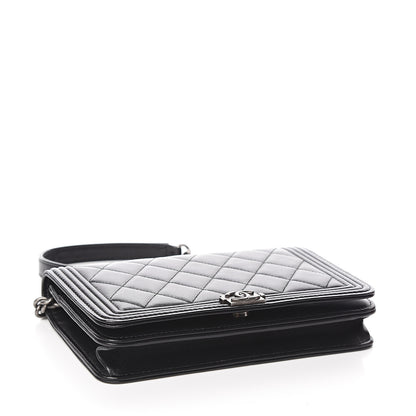 Chanel Lambskin Quilted Boy Wallet On Chain WOC Black 3 of 14