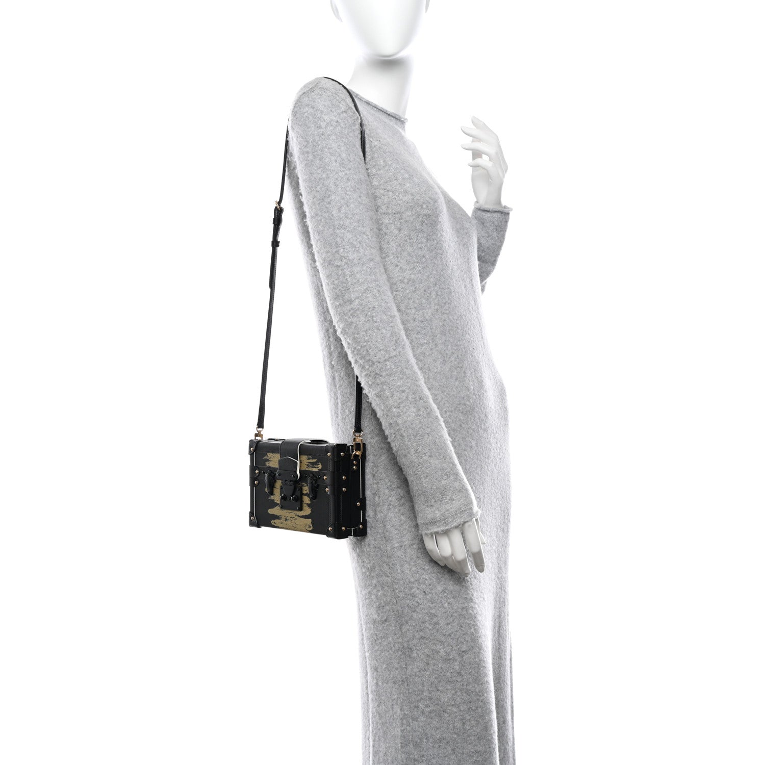 Louis Vuitton Calfskin Golden Light Petite Malle Black 2 of 9