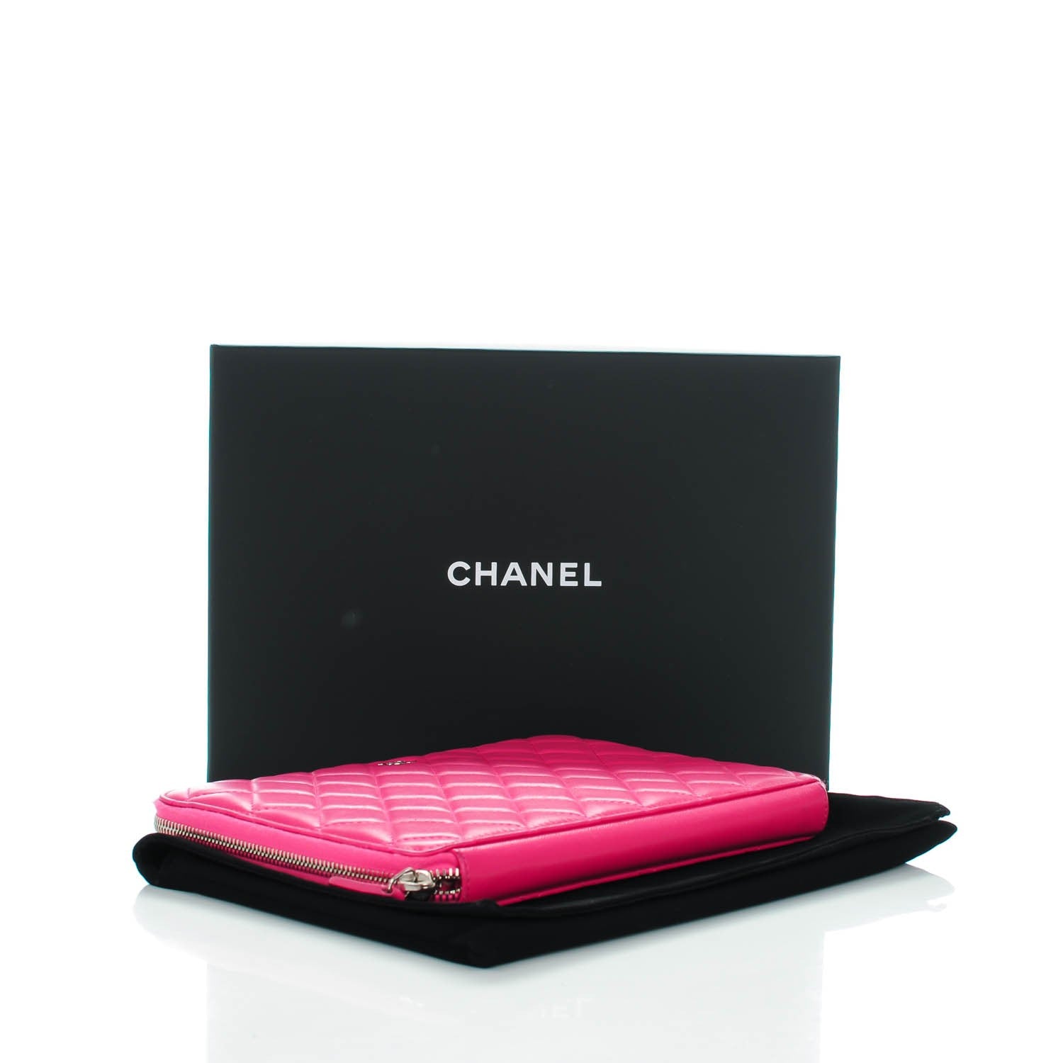 Chanel Lambskin Quilted Zipped Clutch Dark Pink 4 of 8